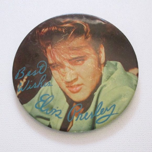 Vintage Elvis Best Wishes Button Pin Elvis Presley Enterprises Close Up Pinback - Picture 1 of 6